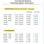 Preisliste Saison 2016/2017